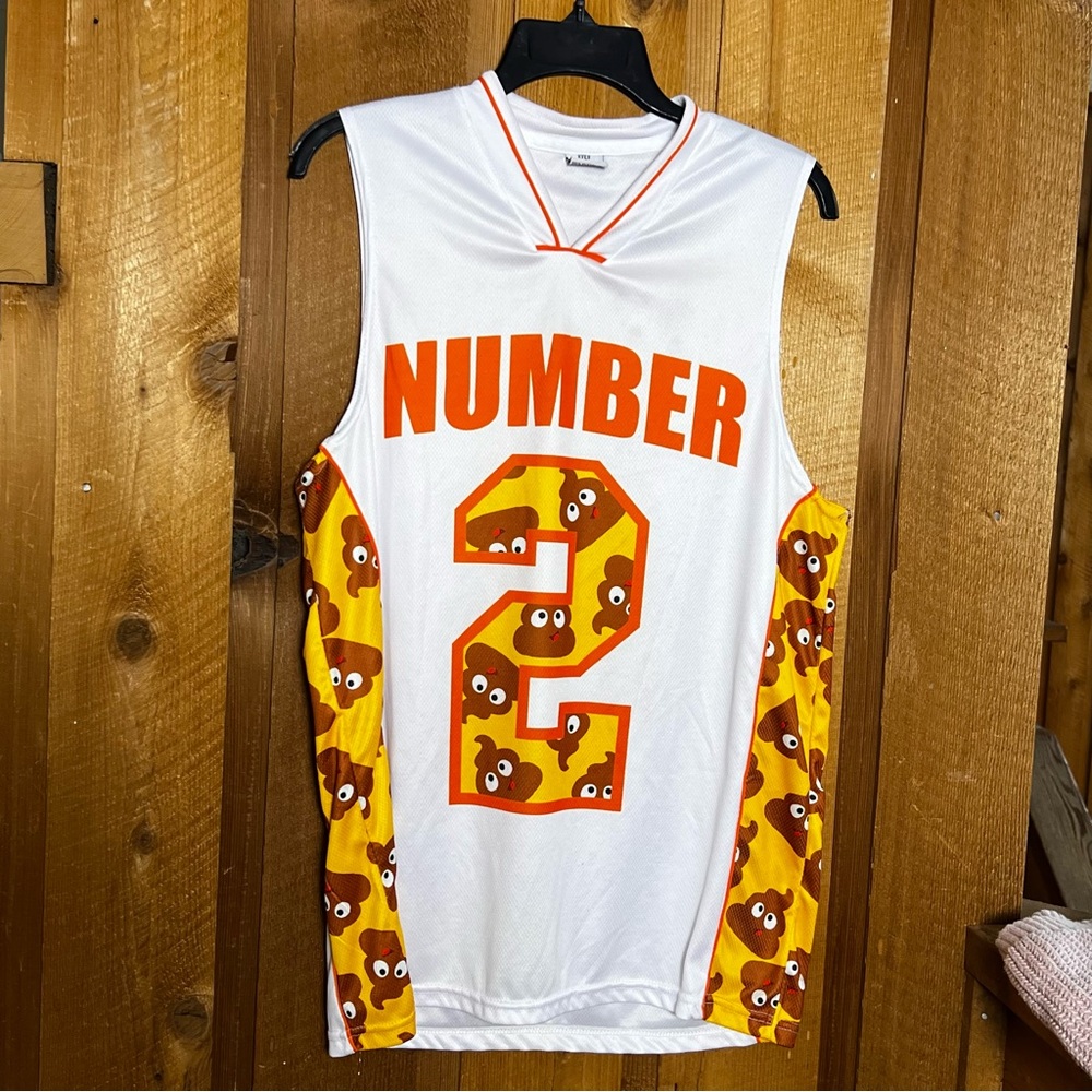 Novelty Poop Emoji ‘Number 2’ Jersey – Medium